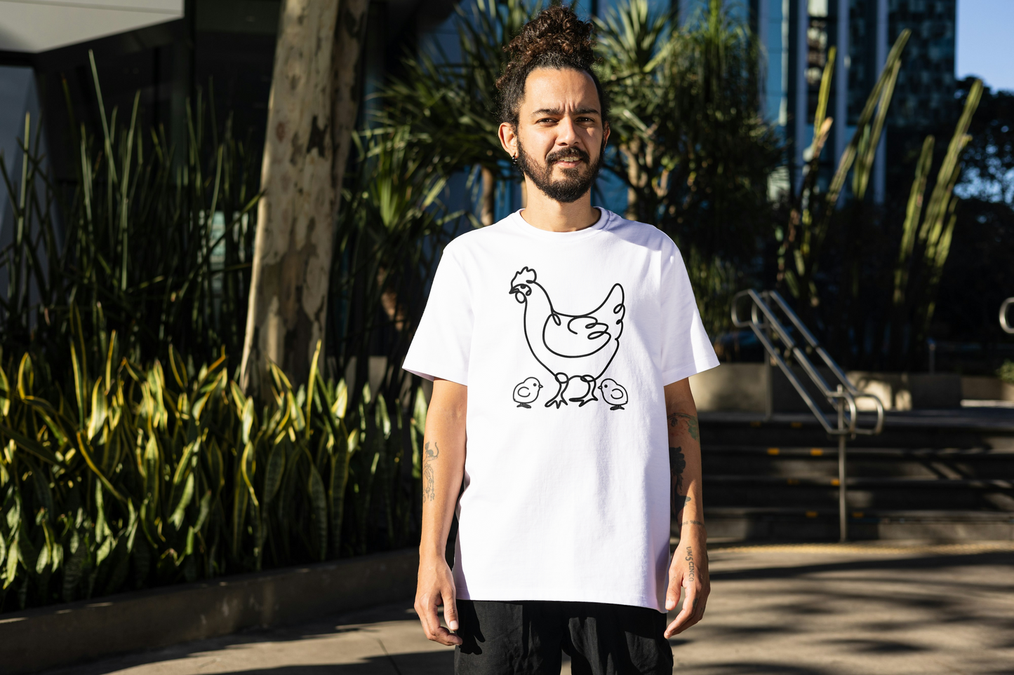 Tricou unisex cu gaini 100% bumbac HEN&CHICK