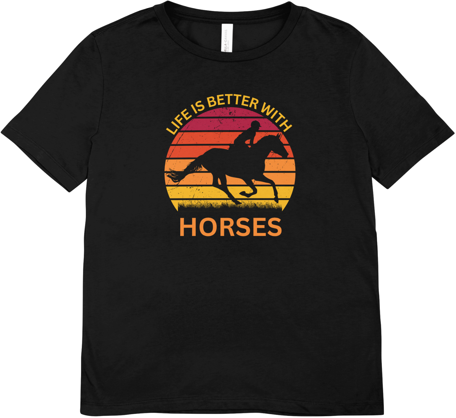 Tricou unisex cu cal 100% bumbac BETTER WITH HORSES