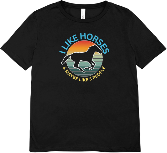 Tricou unisex cu cal 100% bumbac I LIKE HORSES