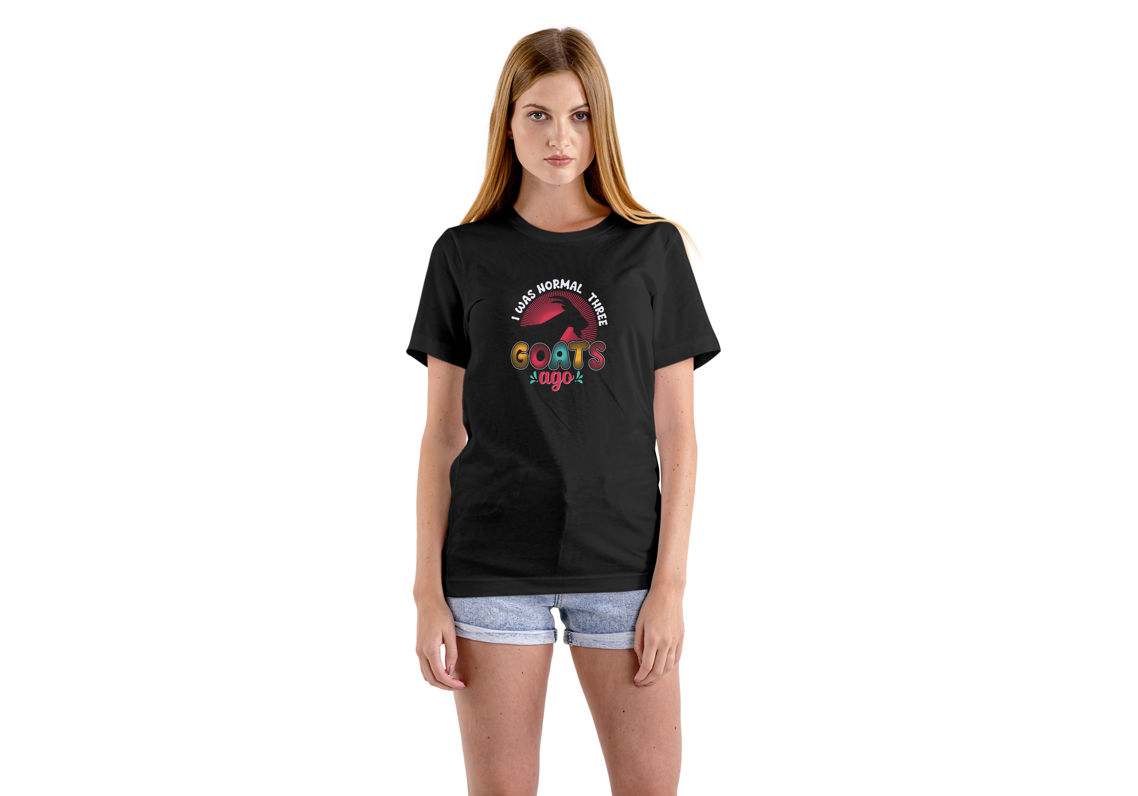 Tricou unisex cu capre 100% bumbac I WAS NORMAL