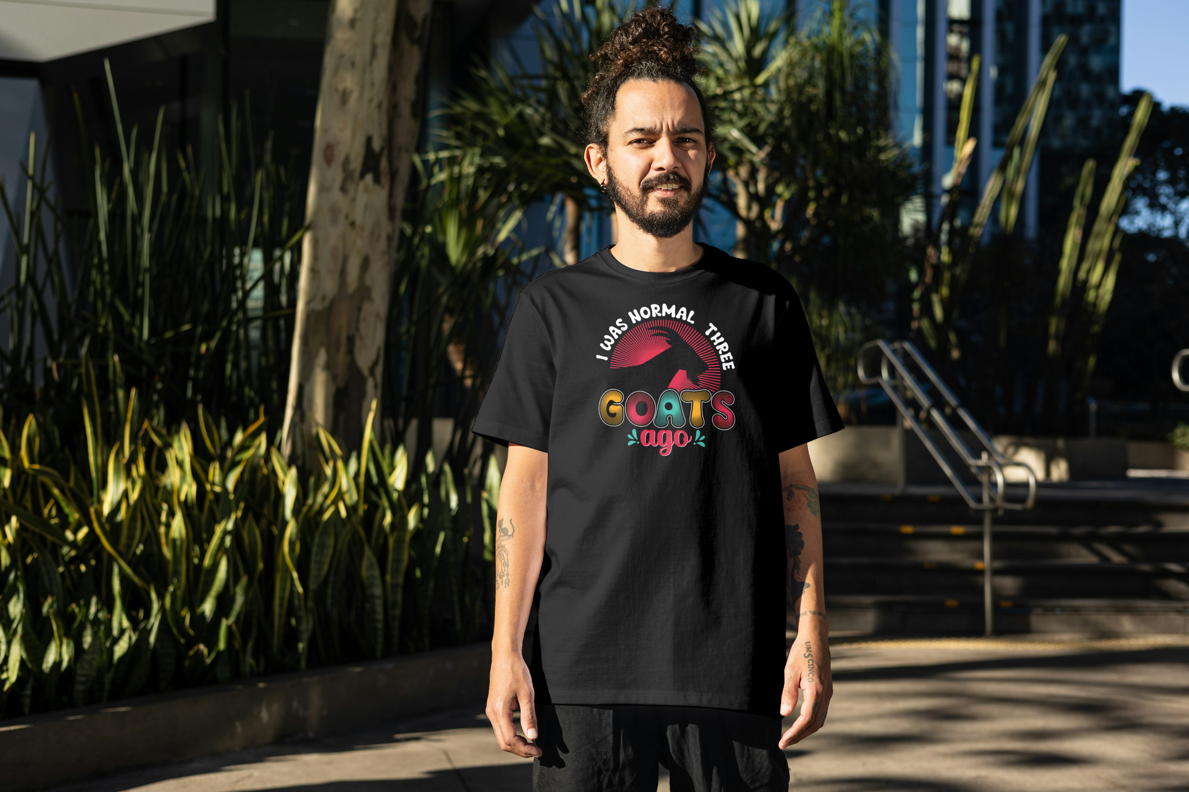 Tricou unisex cu capre 100% bumbac I WAS NORMAL