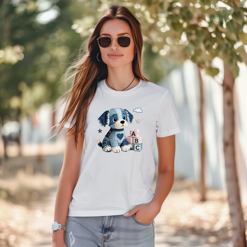 Tricou cu cățel 100% bumbac ABC