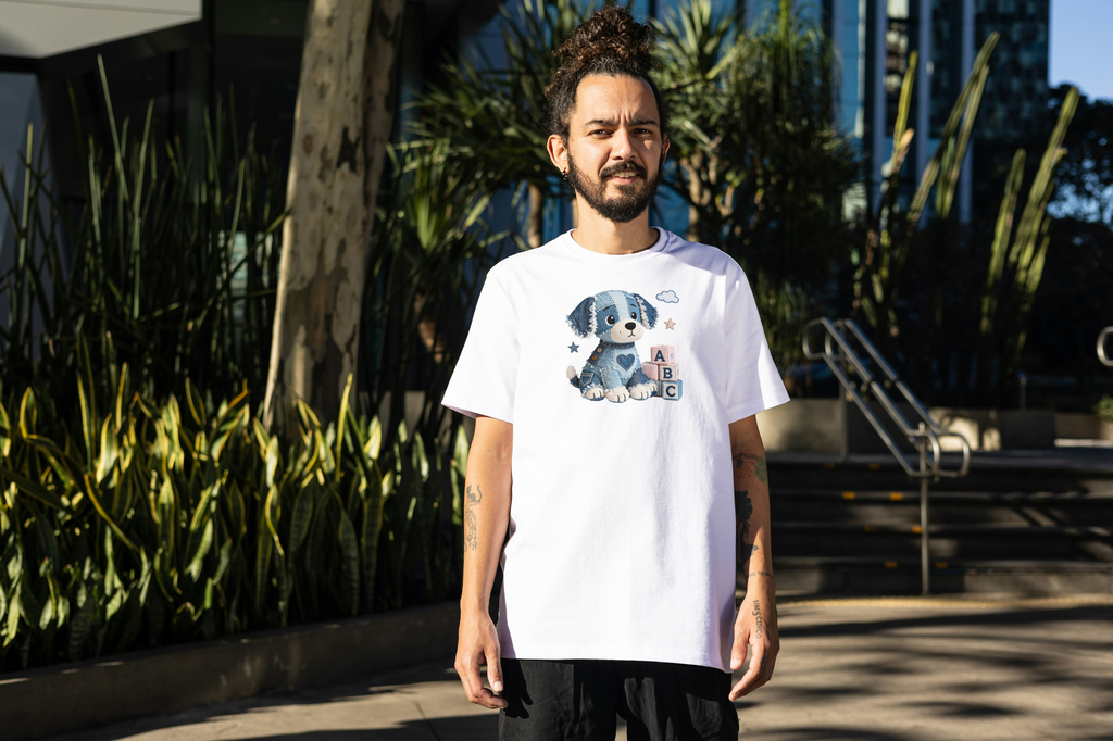 Tricou cu cățel 100% bumbac ABC