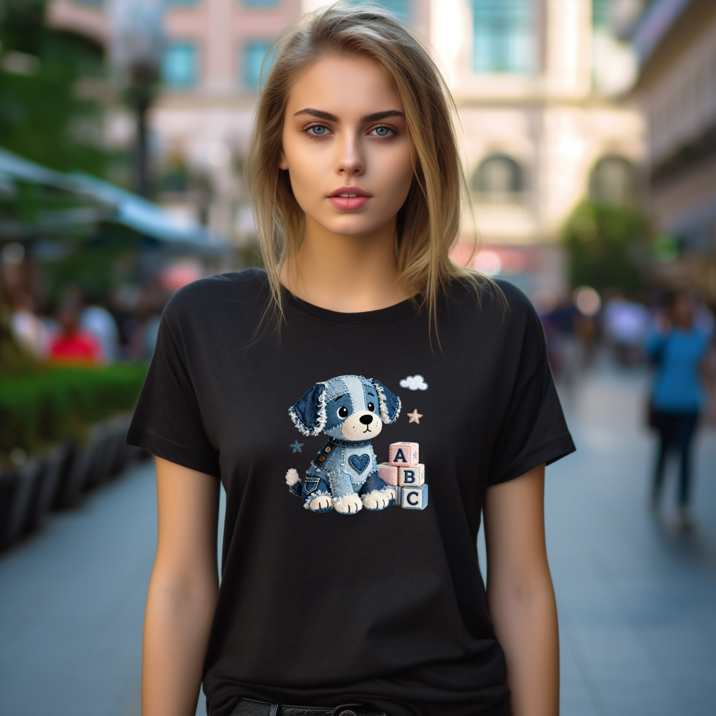 Tricou cu cățel 100% bumbac ABC