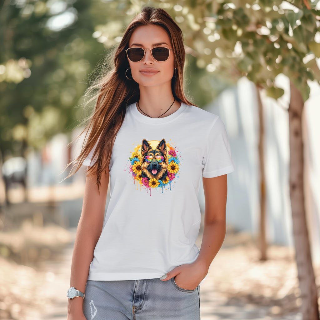 Tricou cu câine 100% bumbac COLORFUL