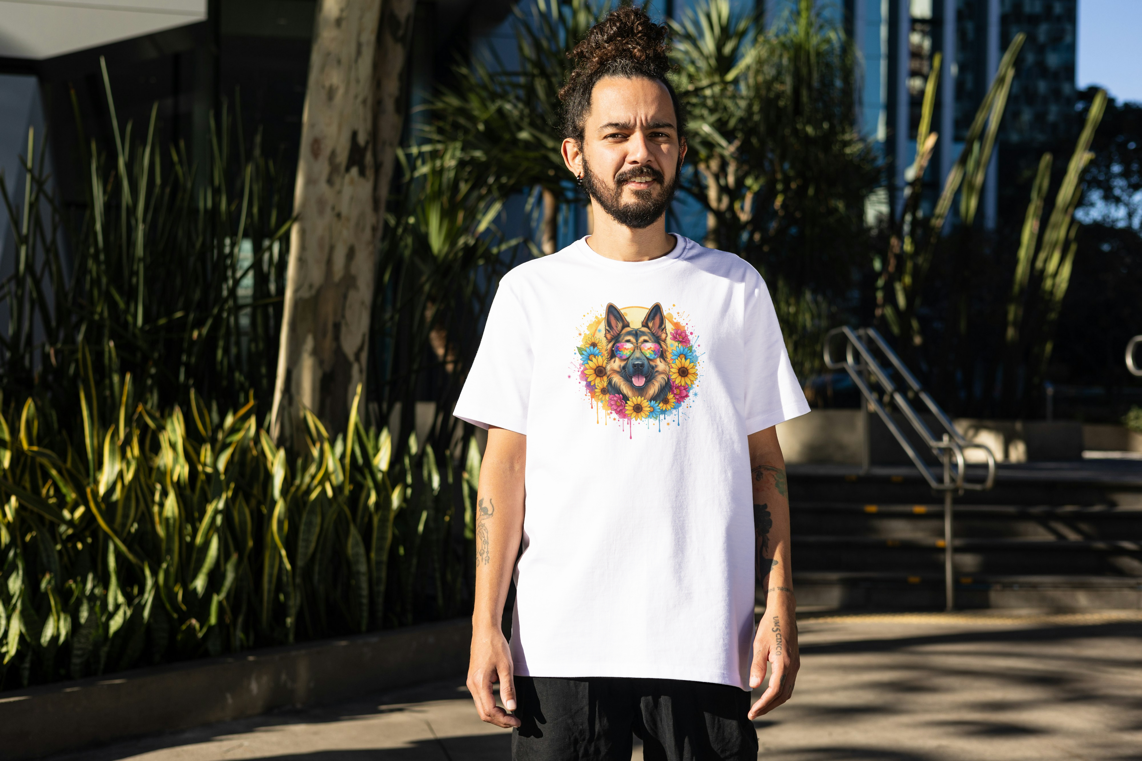 Tricou cu câine 100% bumbac COLORFUL