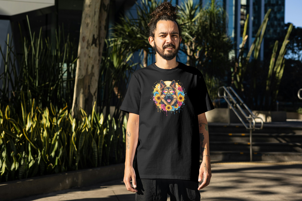 Tricou cu câine 100% bumbac COLORFUL