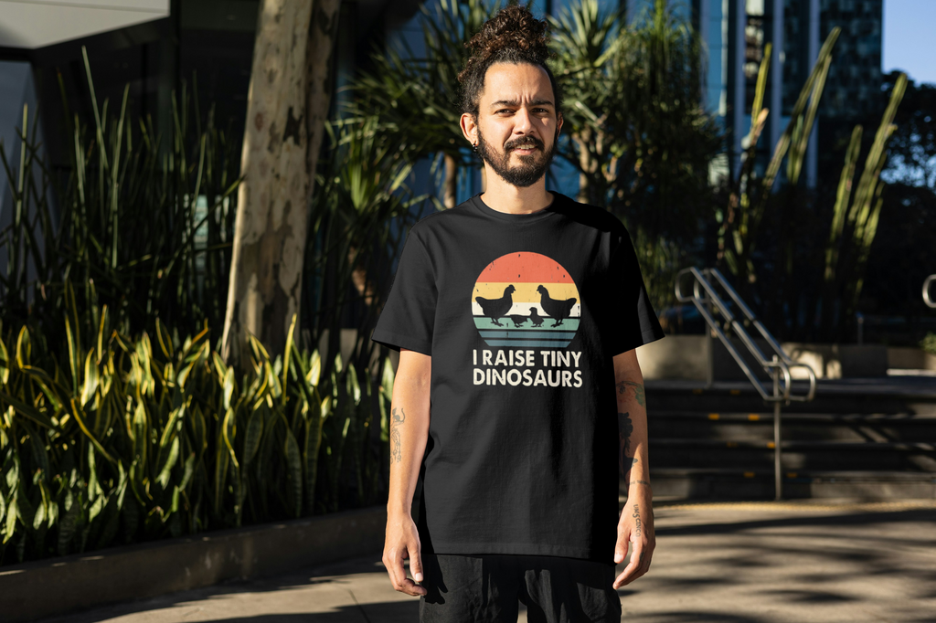 Tricou unisex cu gaini 100% bumbac DINOSAURS