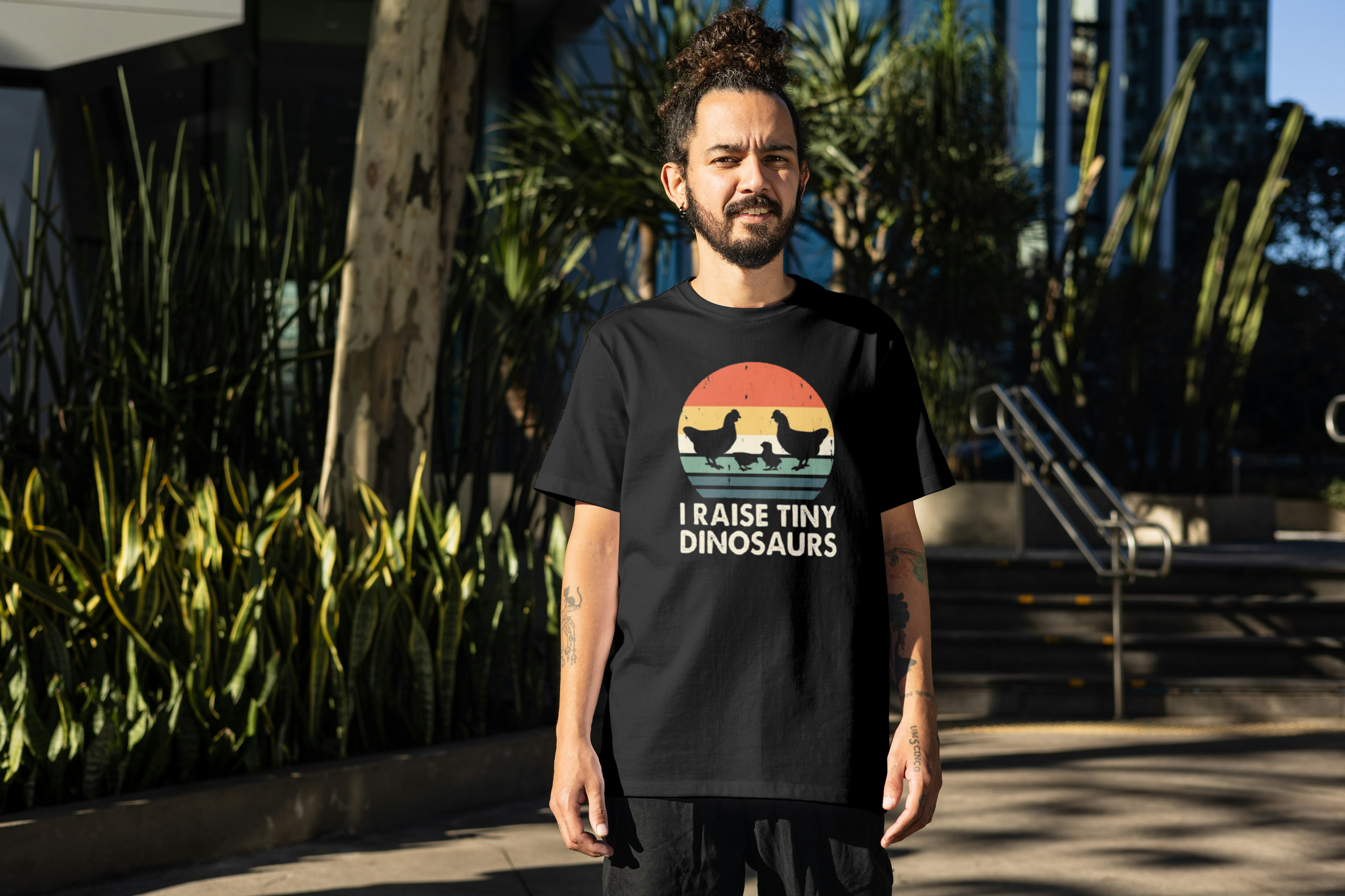Tricou unisex cu gaini 100% bumbac DINOSAURS