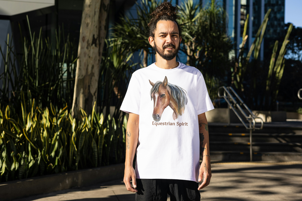 Tricou unisex cu cai  100% bumbac EQUESTRIAN SPIRIT