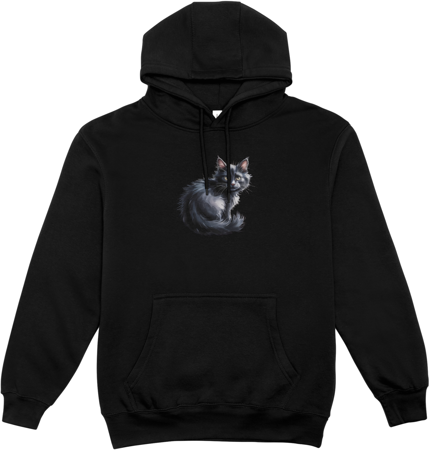 Hanorac negru unisex 80% bumbac  CAT