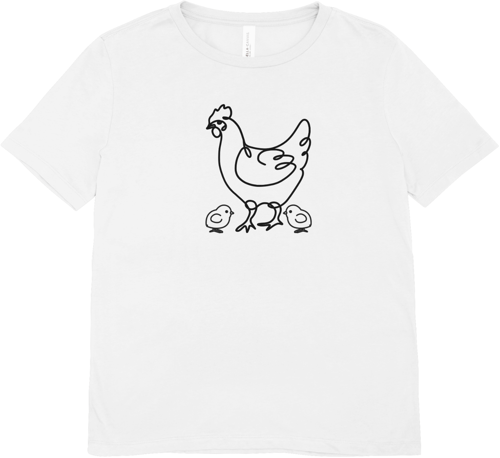 Tricou unisex cu gaini 100% bumbac HEN&CHICK
