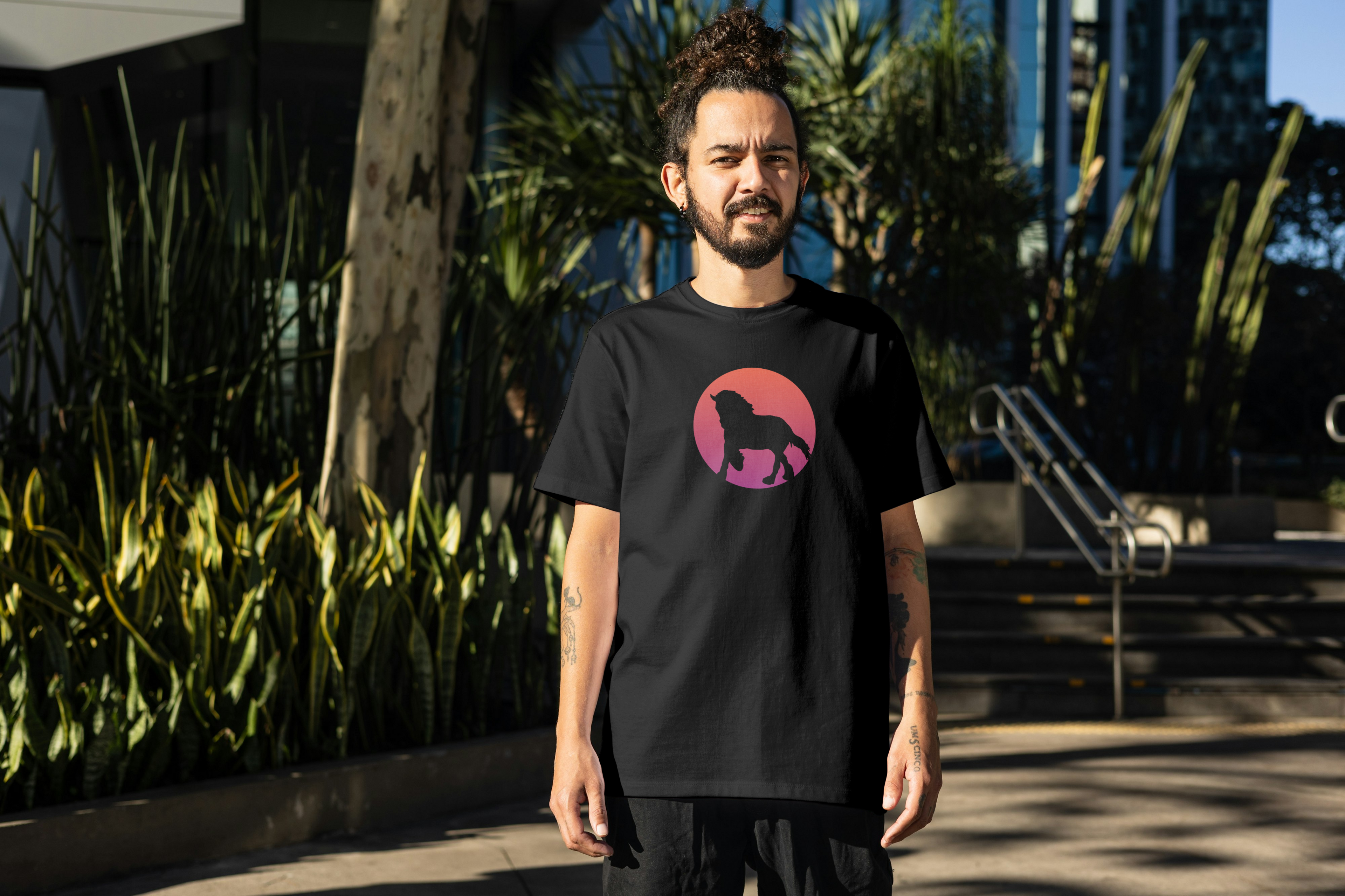 Tricou unisex cu cai 100% bumbac HORSE