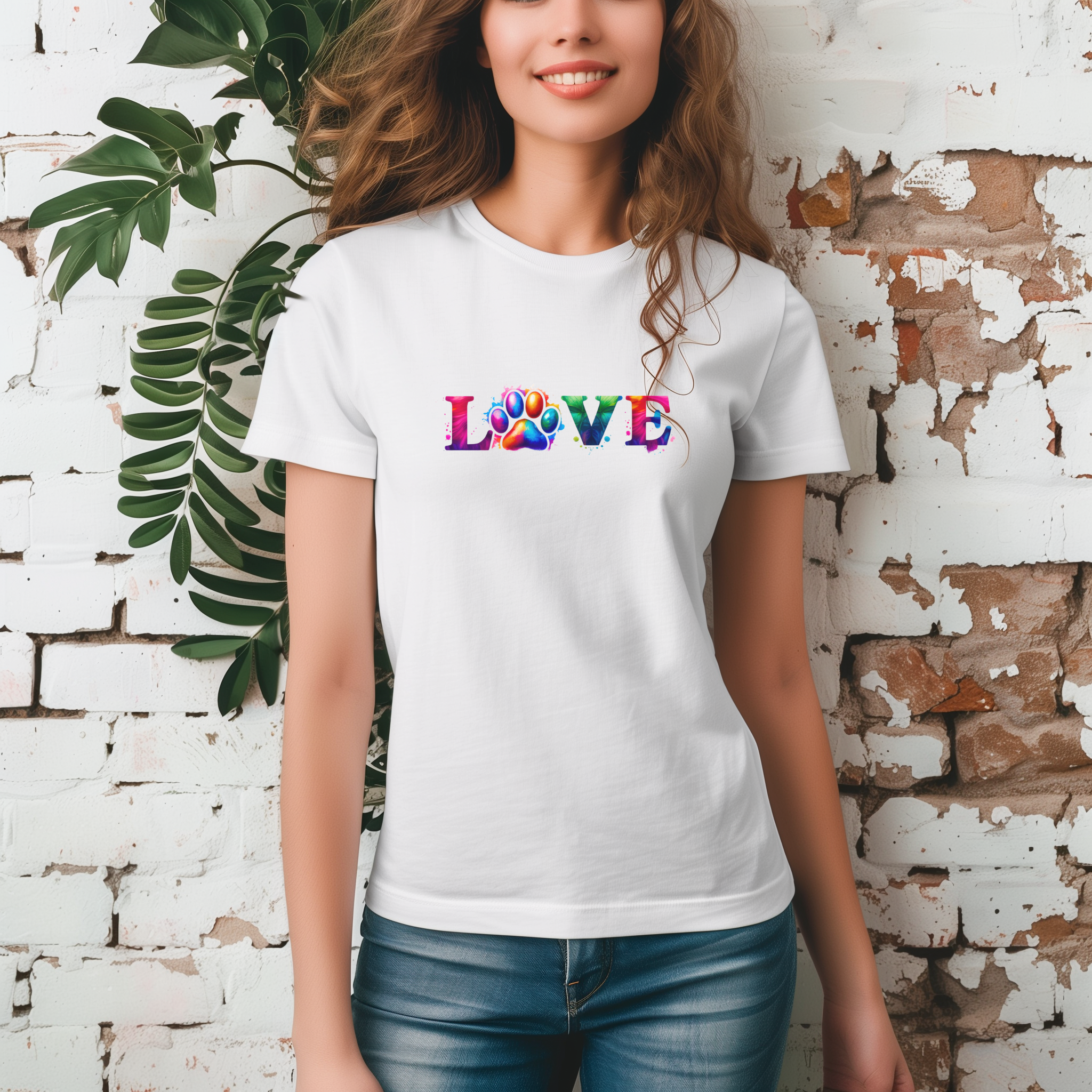 Tricou cu căței 100% bumbac LOVE