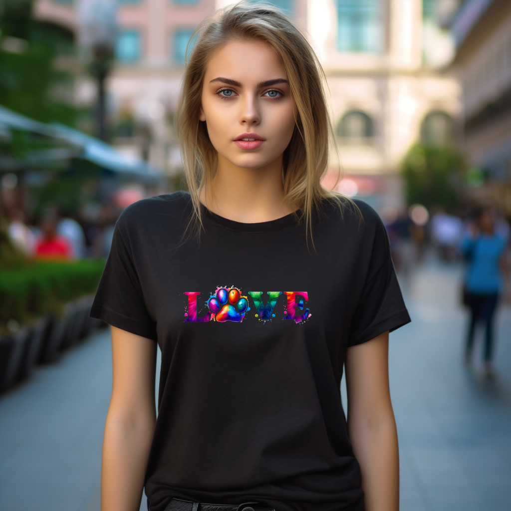 Tricou cu căței 100% bumbac LOVE