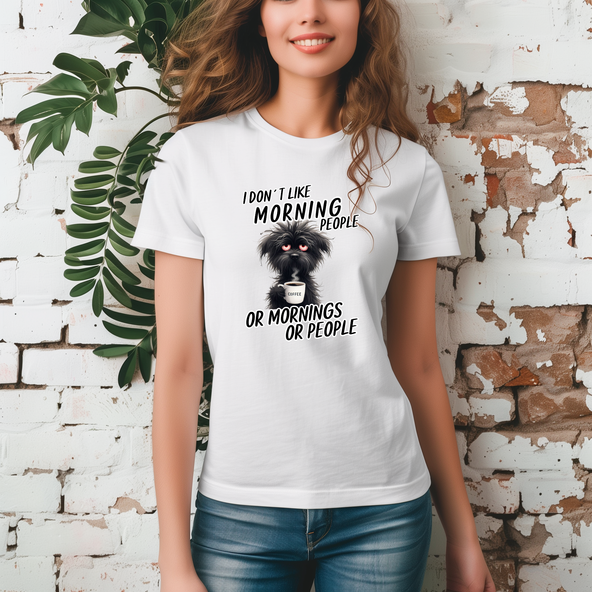 Tricou unisex cu căței 100% bumbac MORNING PEOPLE