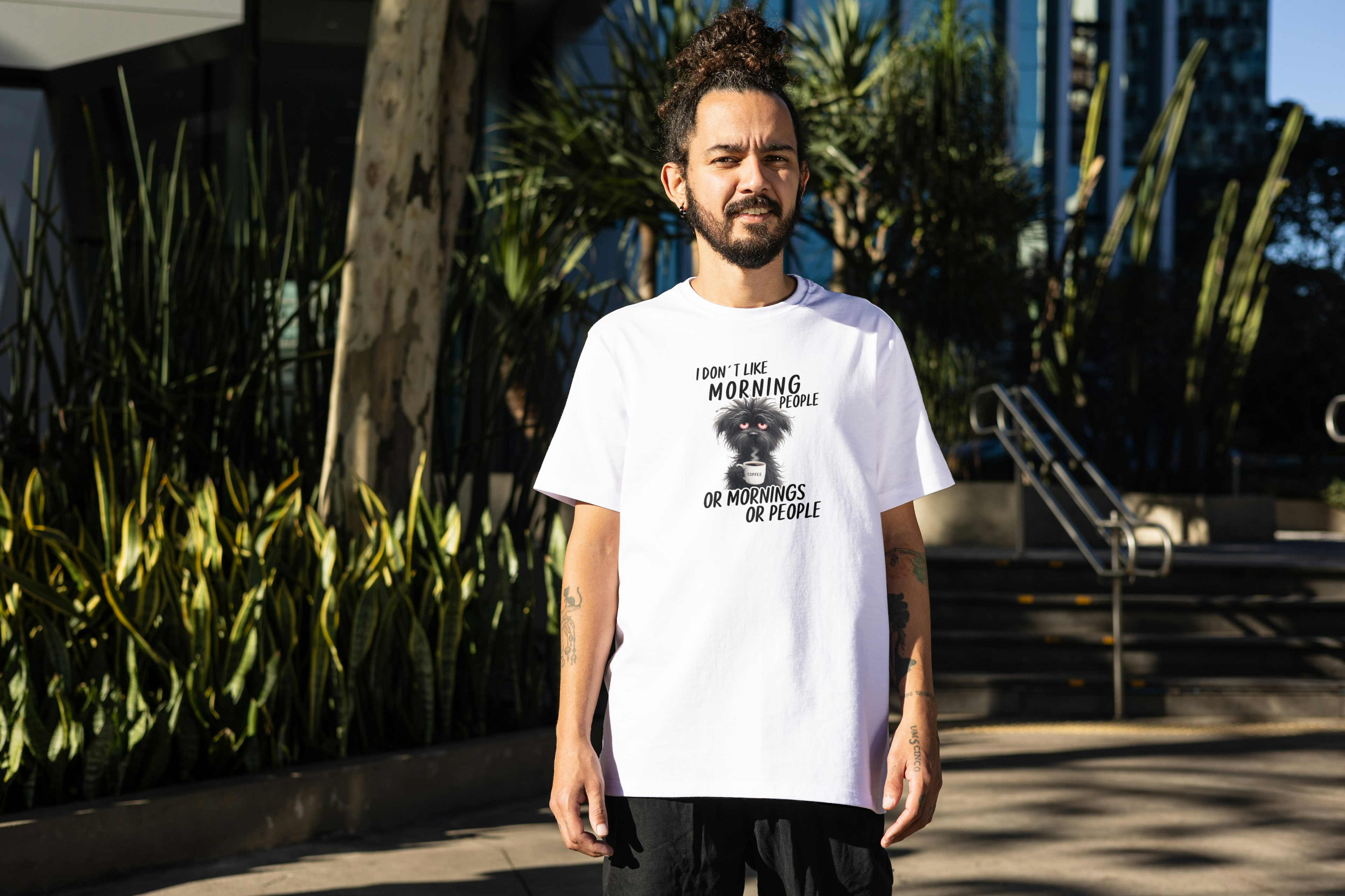 Tricou unisex cu căței 100% bumbac MORNING PEOPLE