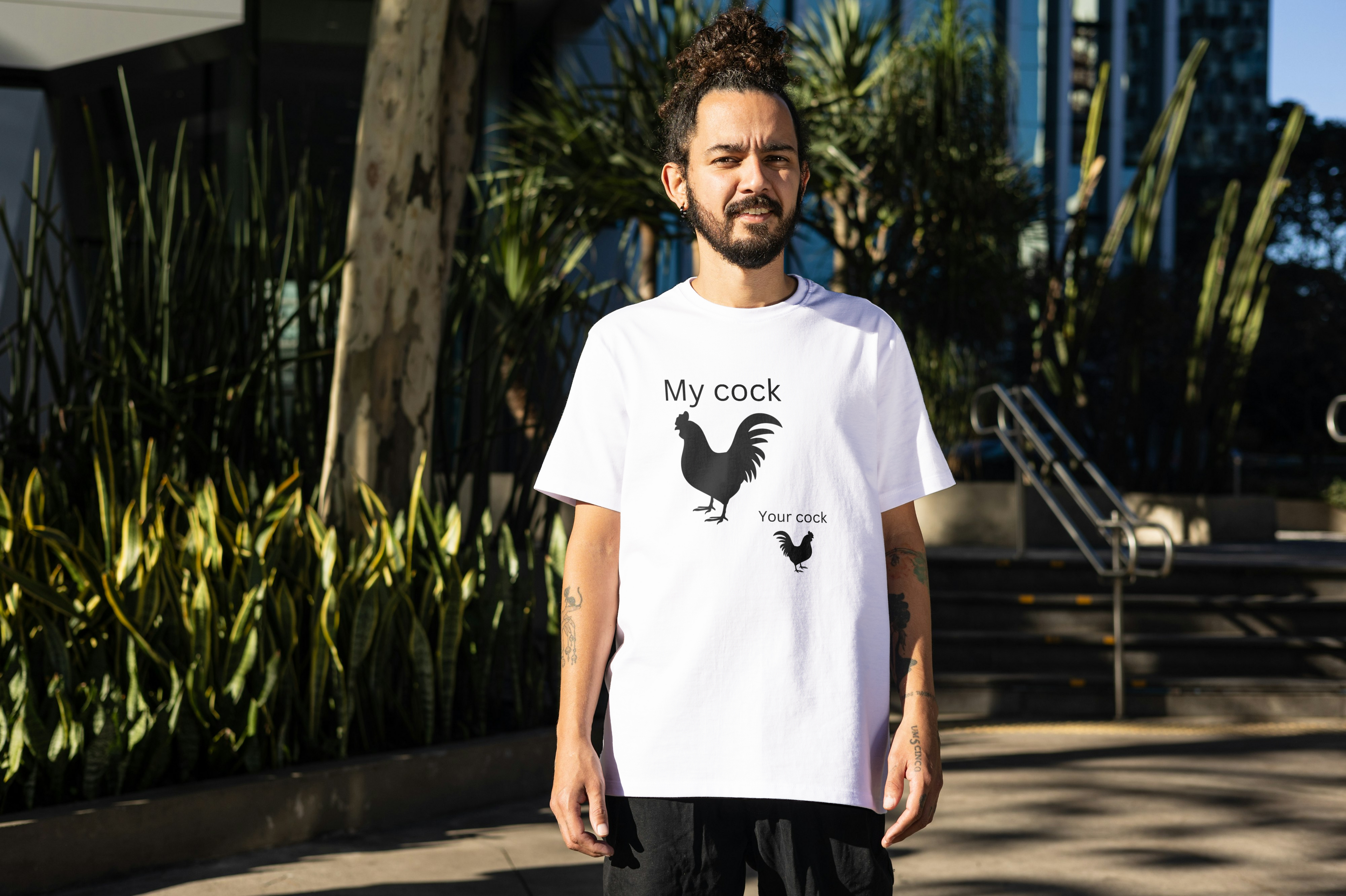 Tricou unisex cu cocosi 100% bumbac MY COCK