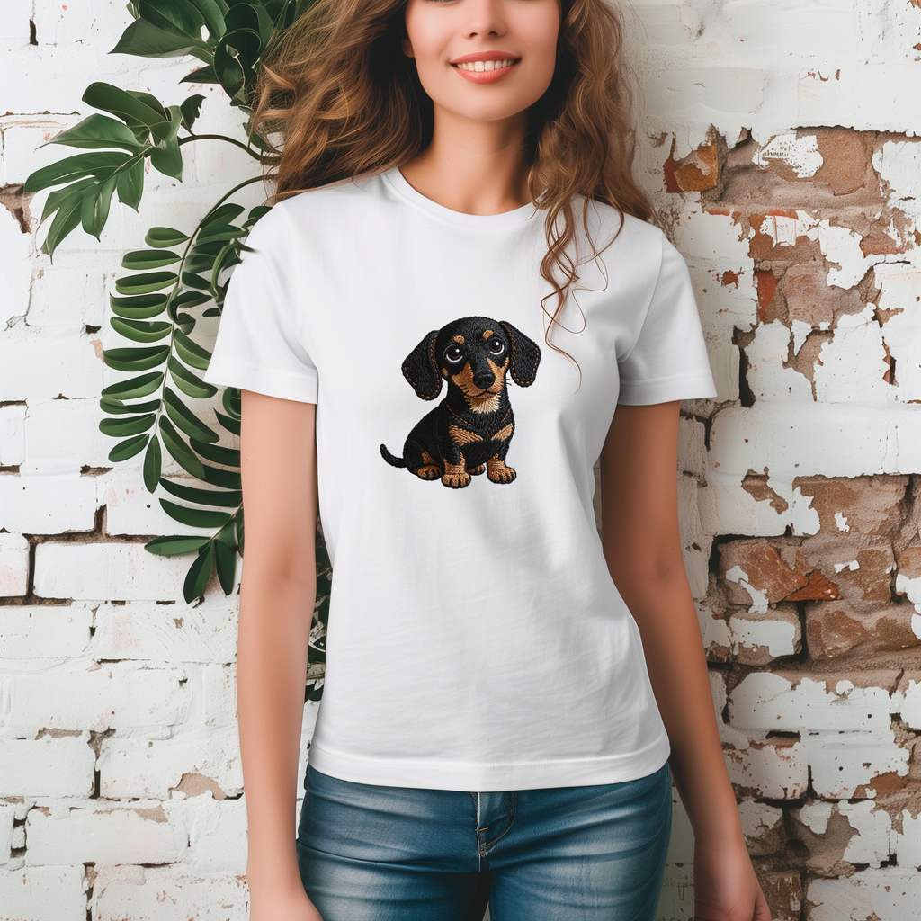 Tricou unisex cu căței 100% bumbac DACHSHUND