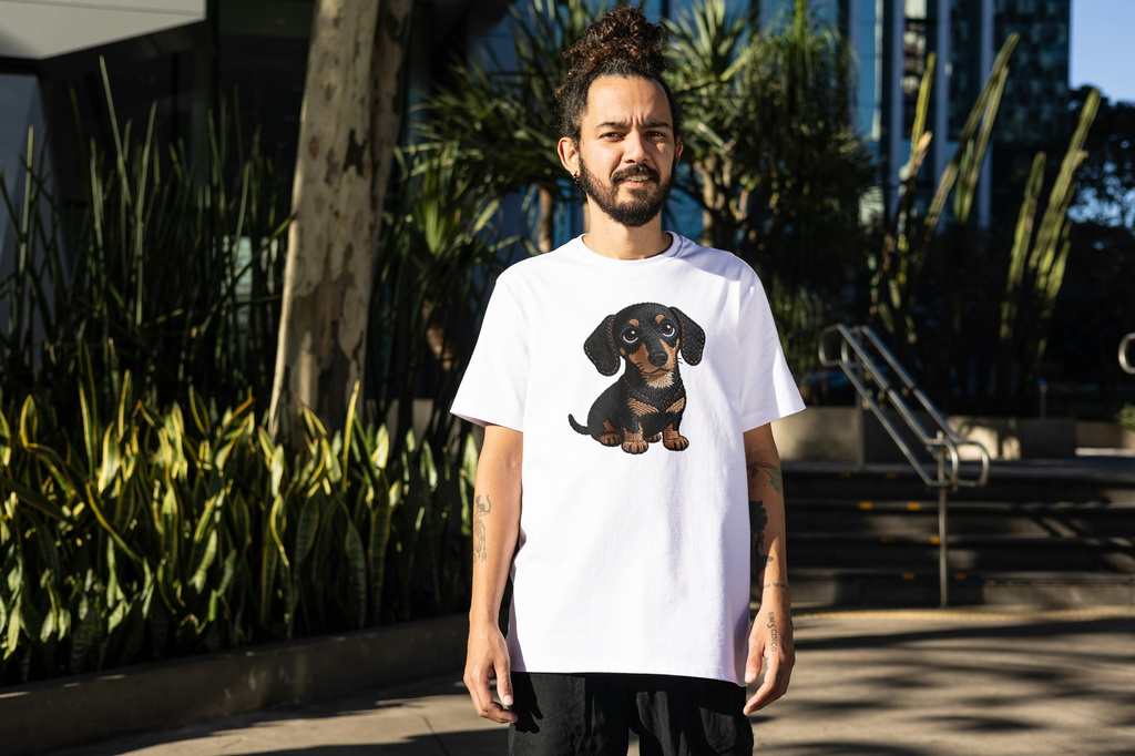 Tricou unisex cu căței 100% bumbac DACHSHUND