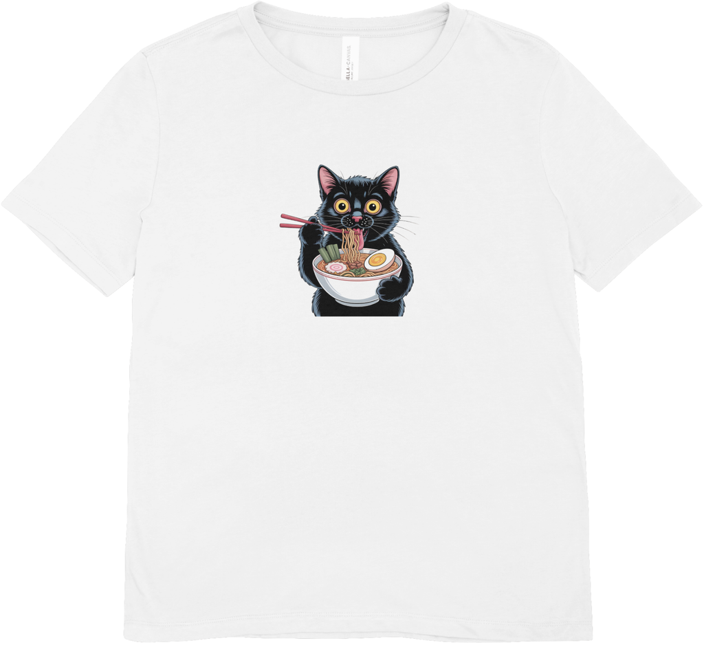 Tricou unisex cu pisica 100% bumbac RAMEN