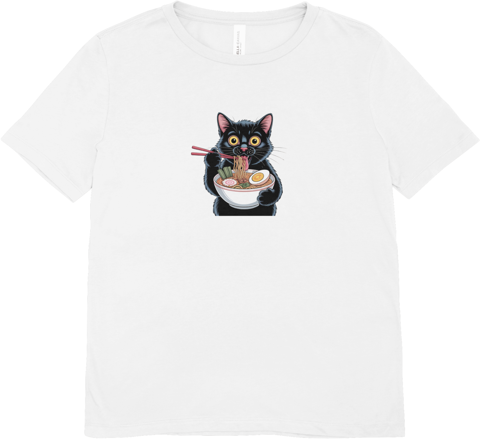 Tricou unisex cu pisica 100% bumbac RAMEN