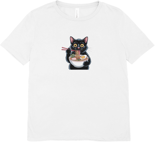 Tricou unisex cu pisica 100% bumbac RAMEN