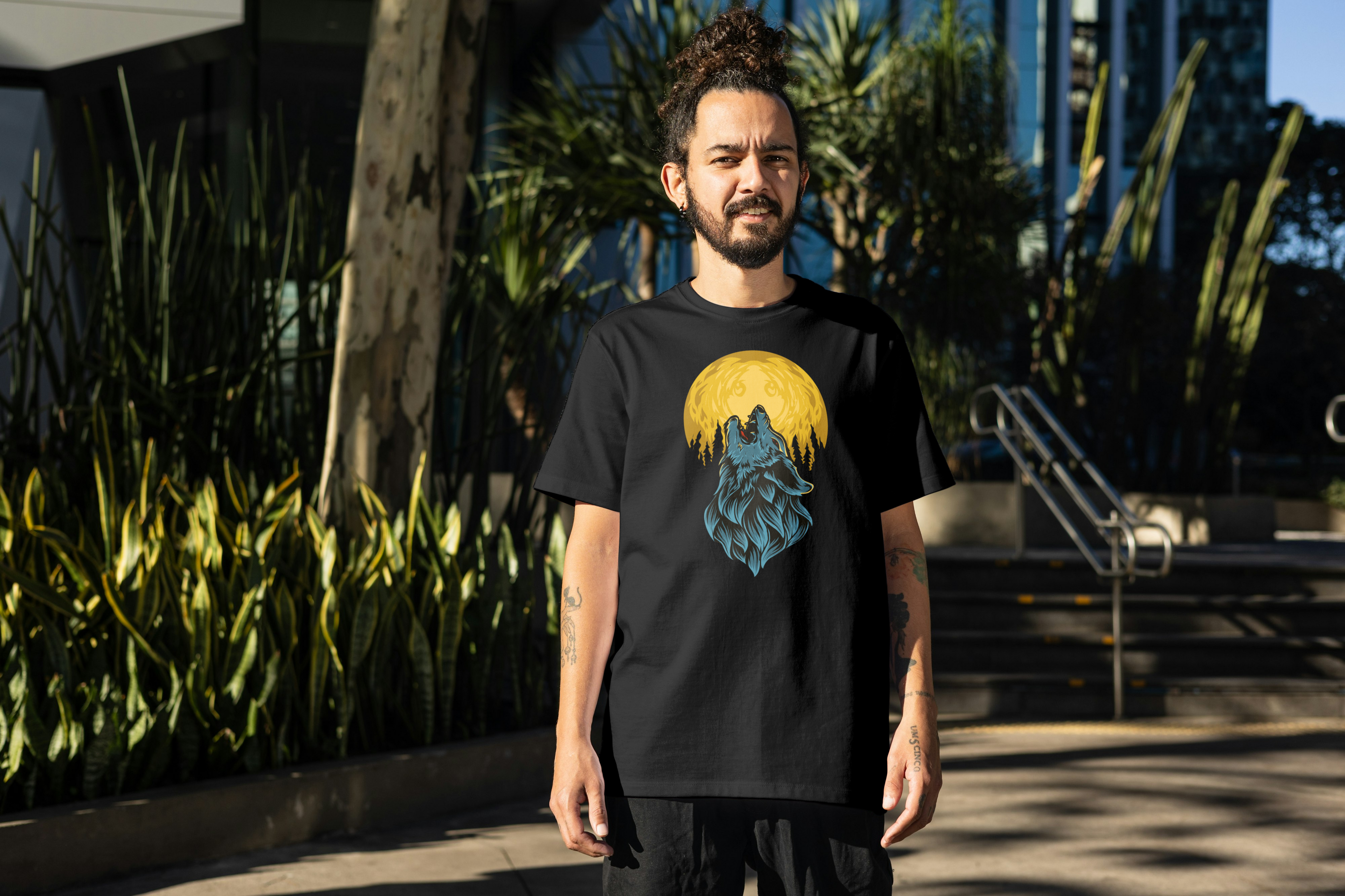 Tricou unisex cu lup 100% bumbac Wolf